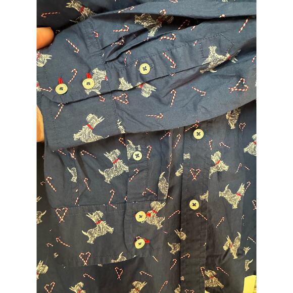 Talbots CLASSIC COTTON SHIRT - SWEET DOG, Scottie dogs & candy canes size medium - Picture 9 of 13